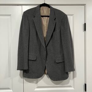 Stafford Men's Wool and Camel‎ Hair Sports Coat in Grey Size 43L